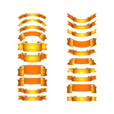 izole vektör renkli saten kurdeleler ayarlandı