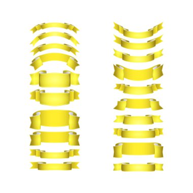 izole vektör renkli saten kurdeleler ayarlandı