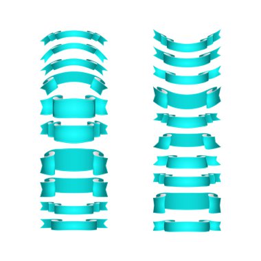 izole vektör renkli saten kurdeleler ayarlandı