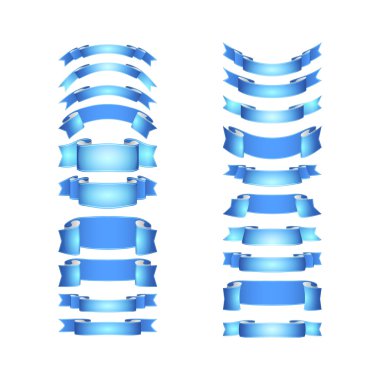 izole vektör renkli saten kurdeleler ayarlandı