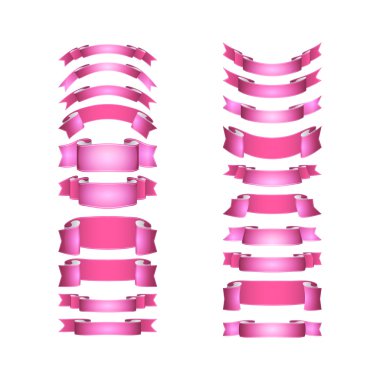 izole vektör renkli saten kurdeleler ayarlandı