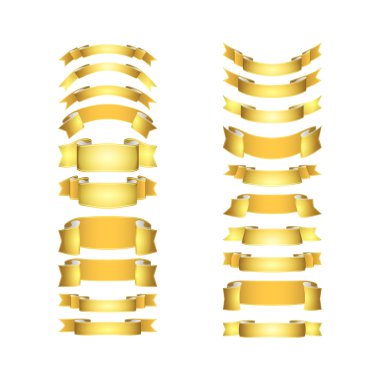 izole vektör renkli saten kurdeleler ayarlandı