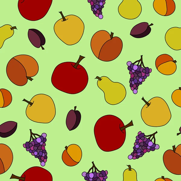 Mano dibujado vector fruta patrón sin costura — Vector de stock
