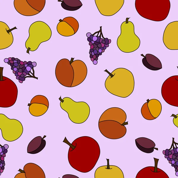 Mano dibujado vector fruta patrón sin costura — Vector de stock