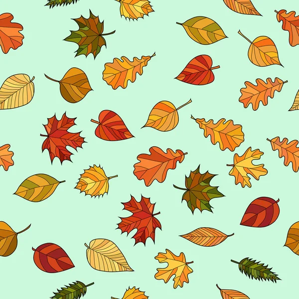 추상 벡터 낙서 가을에 물림 없는 패턴이 남습니다. — 스톡 벡터