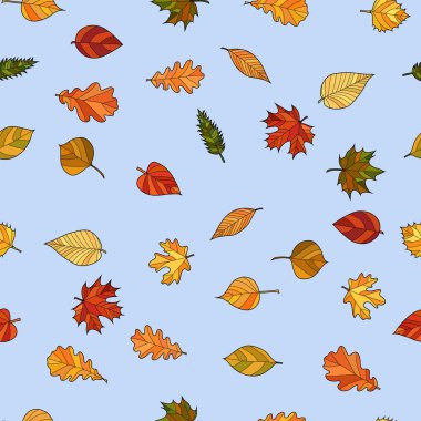 soyut vektör karalama sonbahar yaprakları pürüzsüz desen