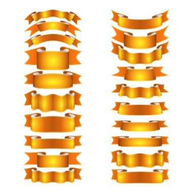 izole vektör renkli saten kurdeleler ayarlandı