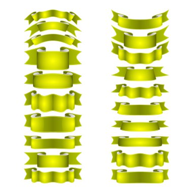 izole vektör renkli saten kurdeleler ayarlandı