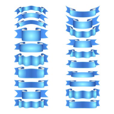 izole vektör renkli saten kurdeleler ayarlandı