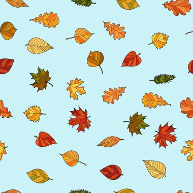 soyut vektör karalama sonbahar yaprakları pürüzsüz desen