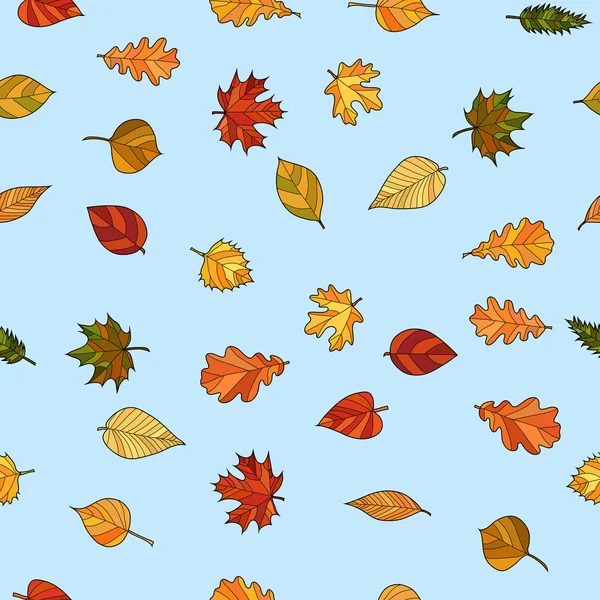 Abstrait vecteur doodle automne feuilles motif sans couture — Image vectorielle