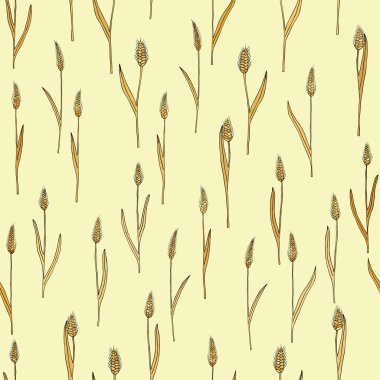 çizgi film doodle buğday sivri ile vektör seamless modeli