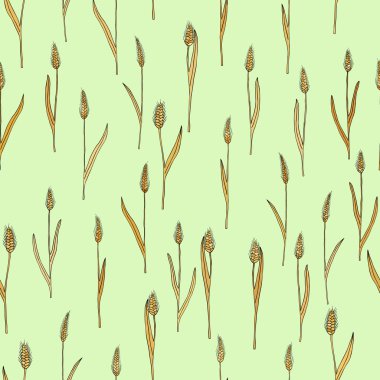 çizgi film doodle buğday sivri ile vektör seamless modeli