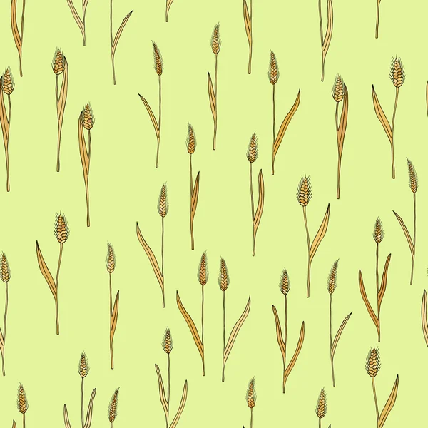 De naadloze patroon van de vector met van cartoon doodle tarwe spikes — Stockvector