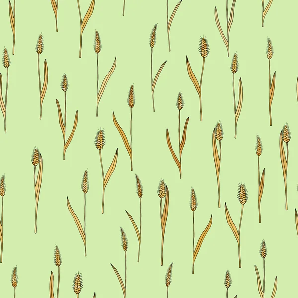 Векторний безшовний візерунок з мультяшними каракулевими пшеничними шипами — стоковий вектор
