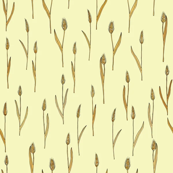 Vecteur motif sans couture avec des pointes de blé gribouille dessin animé — Image vectorielle