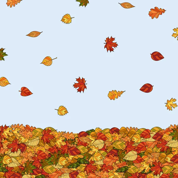 Vector abstracto garabato caída otoño hojas fondo — Archivo Imágenes Vectoriales