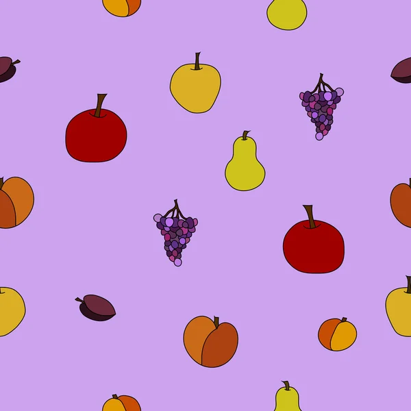 Mano dibujado vector fruta patrón sin costura — Archivo Imágenes Vectoriales