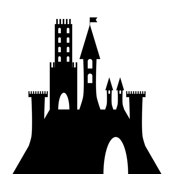 Ізольований вектор стародавній готичний замок чорний силует — стоковий вектор