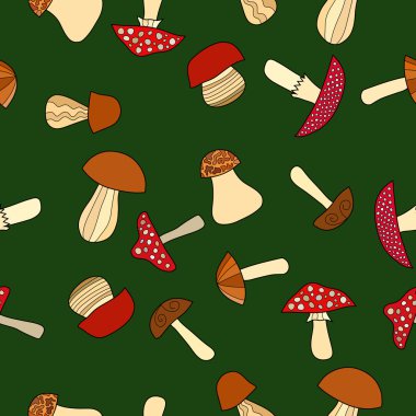 soyut vektör doodle mantar seamless modeli