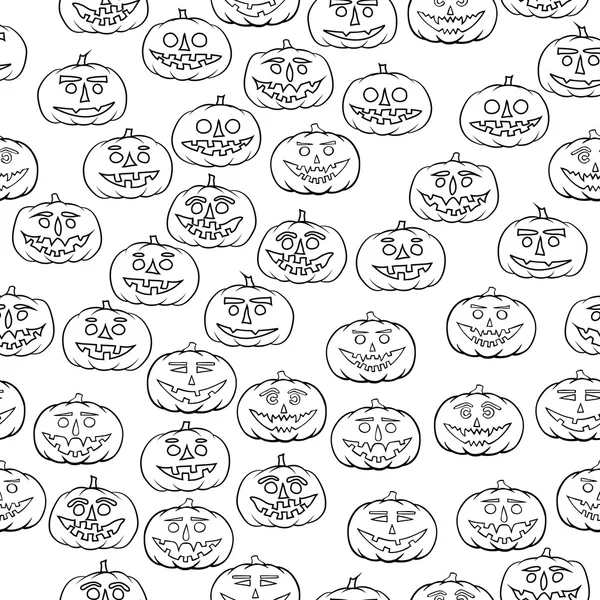 Hand getekende hefboom-o-lantaarn naadloze patroon - halloween achtergrond — Stockvector