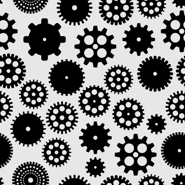 Abstract vector black flat gears seamless pattern — Stock Vector