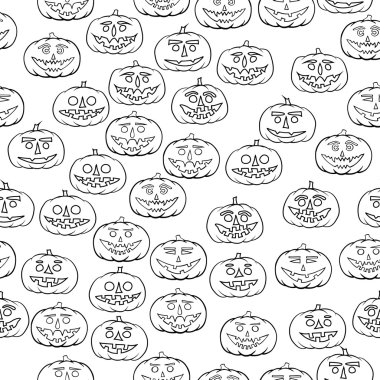elle çizilmiş jack-o-lantern seamless modeli - Cadılar Bayramı arka plan