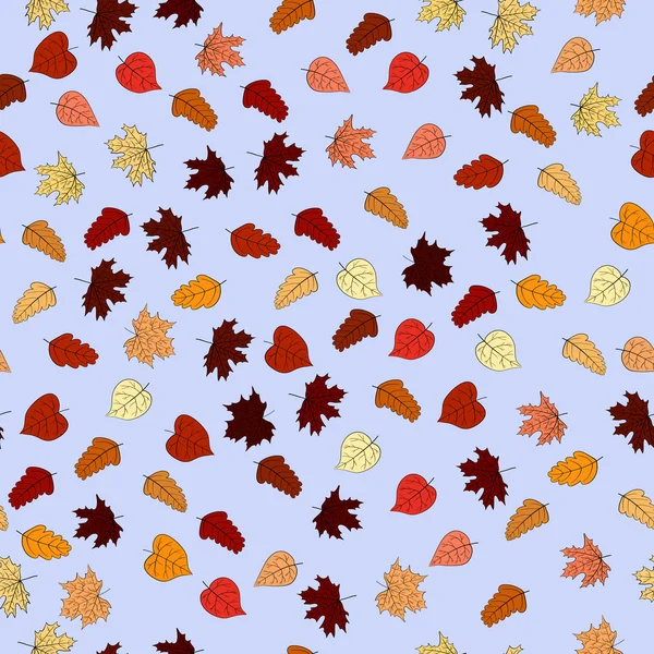 Astratto vettore doodle autunno foglie modello senza soluzione di continuità — Vettoriale Stock