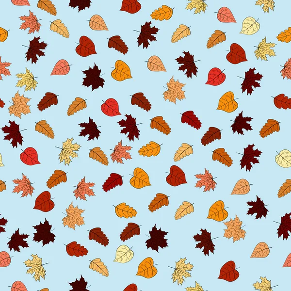 Vector abstracto doodle otoño hojas patrón sin costura — Archivo Imágenes Vectoriales