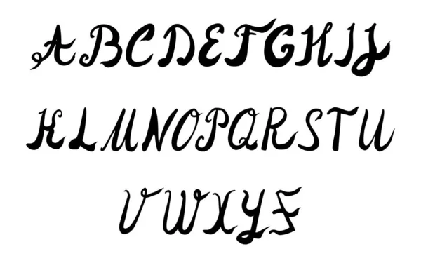 Vector Zwarte Inkt Handgeschreven Alfabet — Stockvector