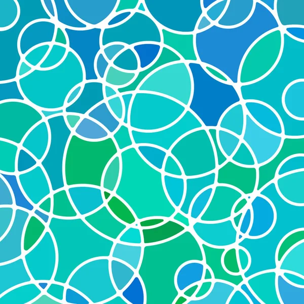 Abstract Vector Stained Glass Mosaic Background Green Blue Circles — Stock Vector