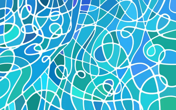 Abstracte Vector Glas Lood Mozaïek Achtergrond Groen Blauw — Stockvector