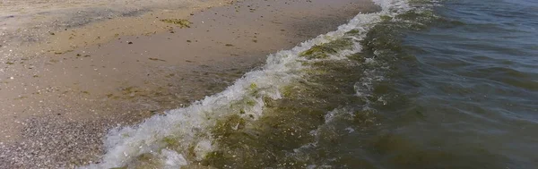 Přírodní Pozadí Mořské Vlny Valí Břeh — Stock fotografie
