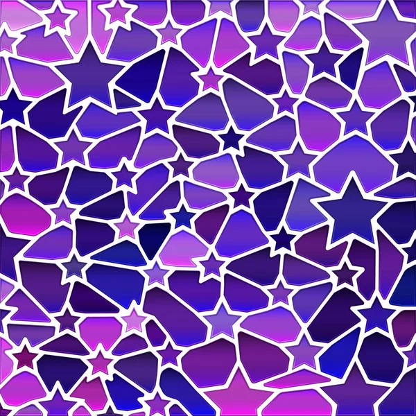 Abstract Vector Glas Lood Mozaïek Achtergrond Paarse Violette Sterren — Stockvector