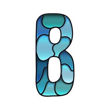 Boyalı cam yazı tipi, b harfi.