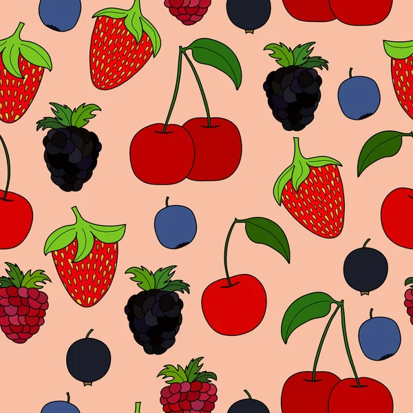 Abstracto doodle berry patrón sin costura — Vector de stock