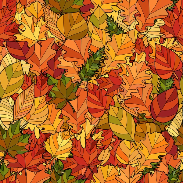 Seamless modeli Özet doodle sonbahar yaprakları — Stok Vektör