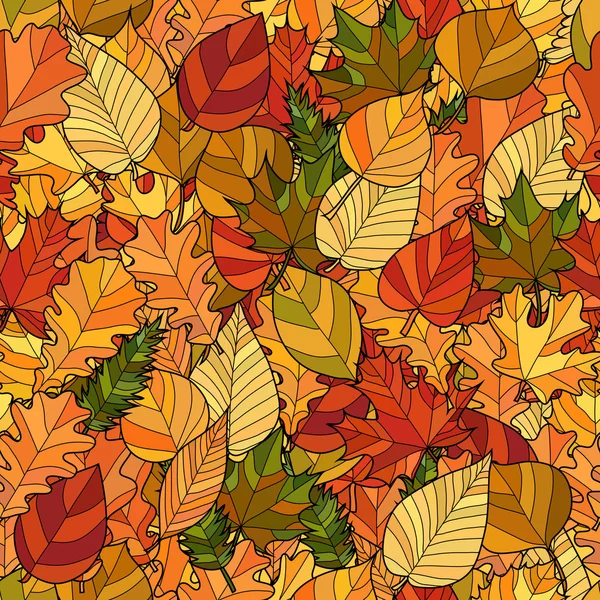 Abstrakte Doodle Herbst Blätter nahtlose Muster — Stockvektor