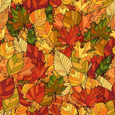 seamless modeli Özet doodle sonbahar yaprakları