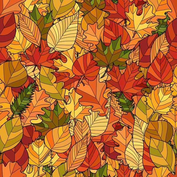 Garabato abstracto hojas de otoño patrón sin costuras — Archivo Imágenes Vectoriales