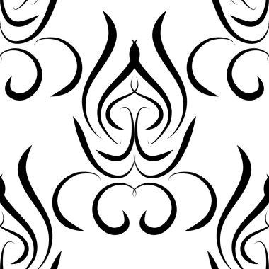 soyut siyah beyaz vektör damasko seamless modeli