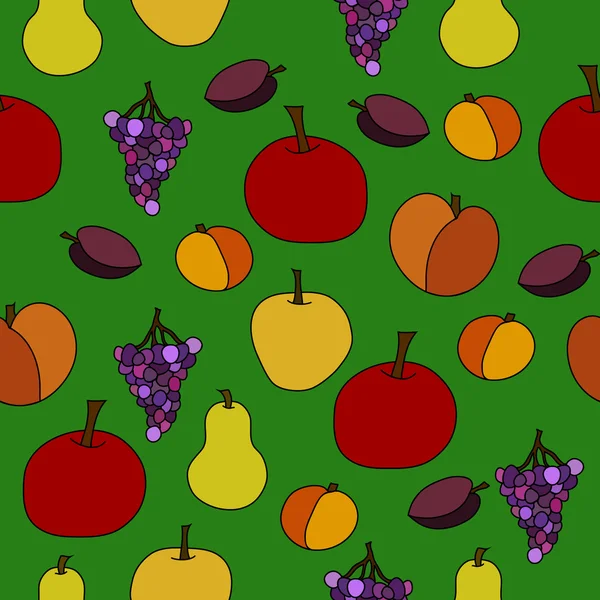 Modèle sans couture de fruit vectoriel dessiné à la main — Image vectorielle