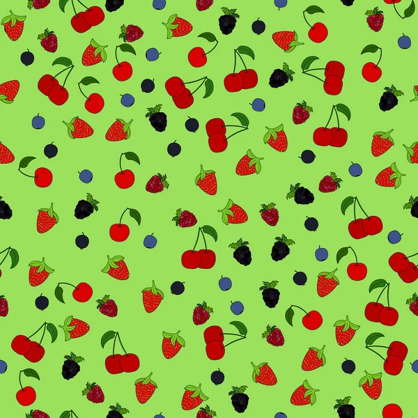 Abstrato vetor doodle berry sem costura padrão — Vetor de Stock