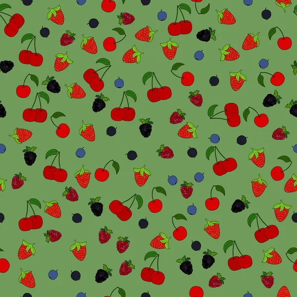 Abstraktní vektorová doodle berry bezešvé pattern — Stockový vektor