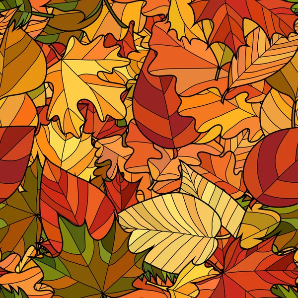 Abstrait vecteur doodle automne feuilles motif sans couture — Image vectorielle