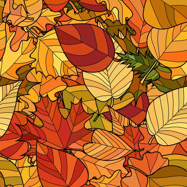 Abstrakt vektor klotter höst löv sömlös mönster — Stock vektor