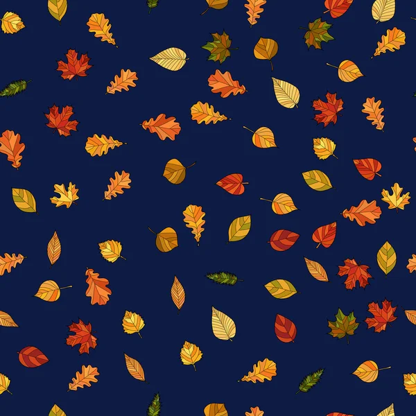 Vector abstracto doodle otoño hojas patrón sin costura — Archivo Imágenes Vectoriales