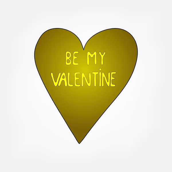 Doodle Valentijn wenskaart - gekleurd hart met doodle tekst worden mijn Valentijn — Stockvector