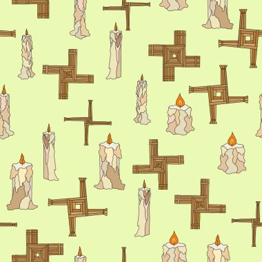 vektör Imbolc mumlar ve brigid çapraz ile sorunsuz