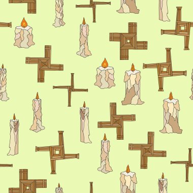 vektör Imbolc mumlar ve brigid çapraz ile sorunsuz